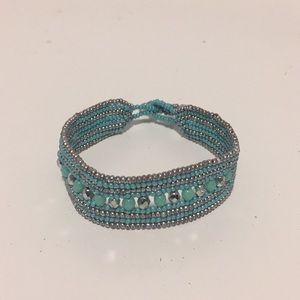 Turquoise and Silver Beaded Bracelet